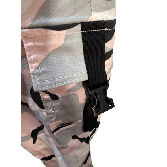 Womens Pink Camo‎ Cargo Joggers With Elastic Waist & Pockets Size 11/30 - Picture 3 of 12